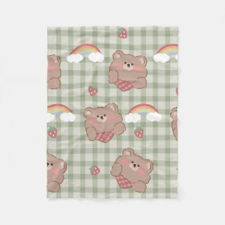 Teddy Bear & Rainbow Sherpa Blanket