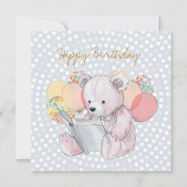 Teddy Bear reading a book Baby in Bloom (Front)