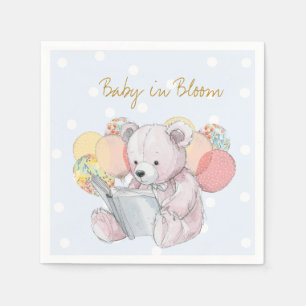 Teddy Bear reading a book Baby in Bloom Napkin