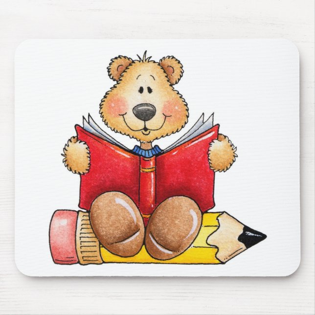 Teddy Bear Reading Mouse Pad (Front)