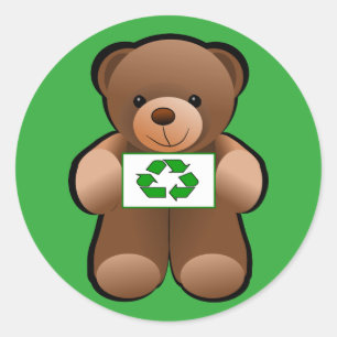 Teddy Bear Recycle Symbol Design Classic Round Sticker