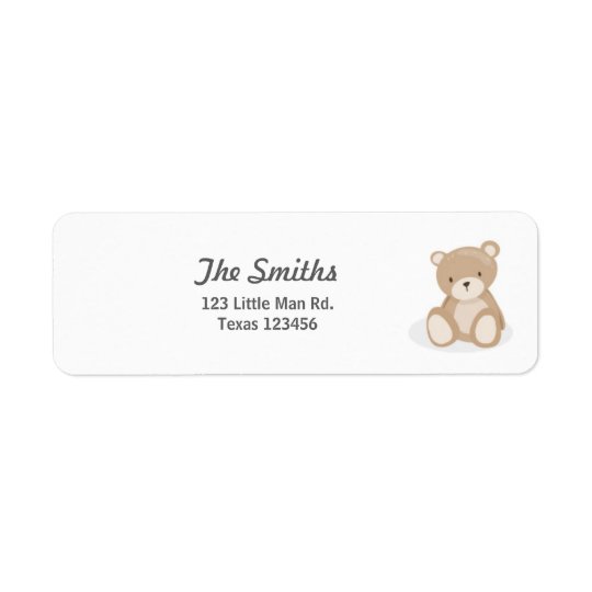 Teddy Bear Return Address Labels White