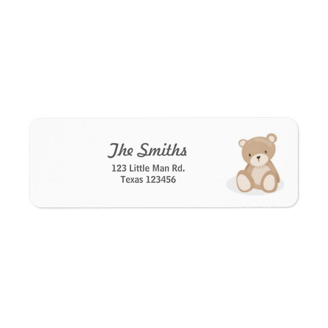 Teddy Bear Return Address Labels White (Front)