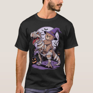 Teddy bear riding a dinosaur halloween T-Shirt