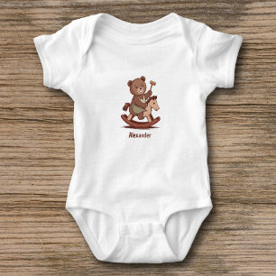 Teddy Bear riding a Rocking Horse Baby Bodysuit