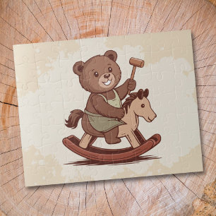 Teddy Bear riding a Rocking Horse Jigsaw Puzzle