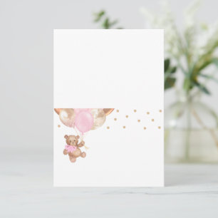 Teddy Bear Rose Gold Balloons Baby Shower Card
