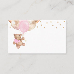Teddy Bear Rose Gold Balloons Baby Shower Place Card