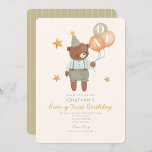 Teddy Bear Sage Green Beary First Birthday Invitation<br><div class="desc">Teddy Bear Sage Green Beary First Birthday Invitation</div>
