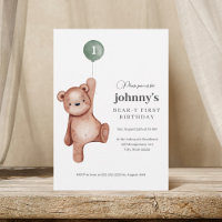 Teddy Bear Sage Green First Birthday Party