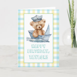 Teddy Bear Sailing #21 Happy Birthday Card