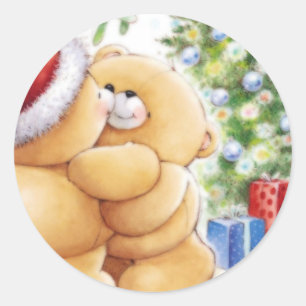 Teddy Bear Santa Classic Round Sticker