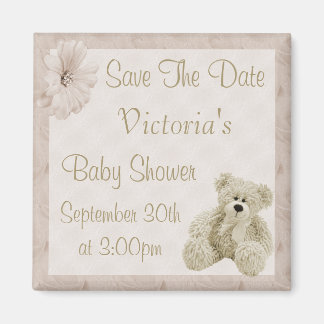 Teddy Bear Save the Date Neutral Baby Shower Magnet