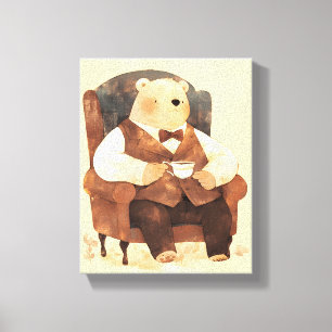 Teddy Bear Scandinavian baby room art Canvas Print