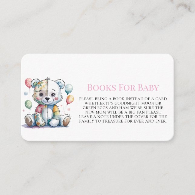 Teddy Bear Sewn Patchwork Girl Books For Baby Enclosure Card (Front)