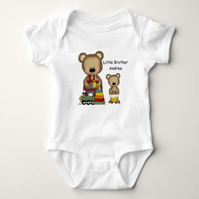 Teddy Bear Siblings Coordinating T-Shirt Baby Bodysuit (Front)