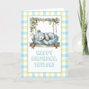 Teddy Bear Sleeping #2 Happy Birthday Card