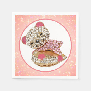 Teddy bear sleeping beauty sparkly diamond cute napkin