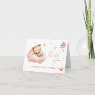 Teddy Bear Sleeping on a Cloud Thank You Note  Invitation