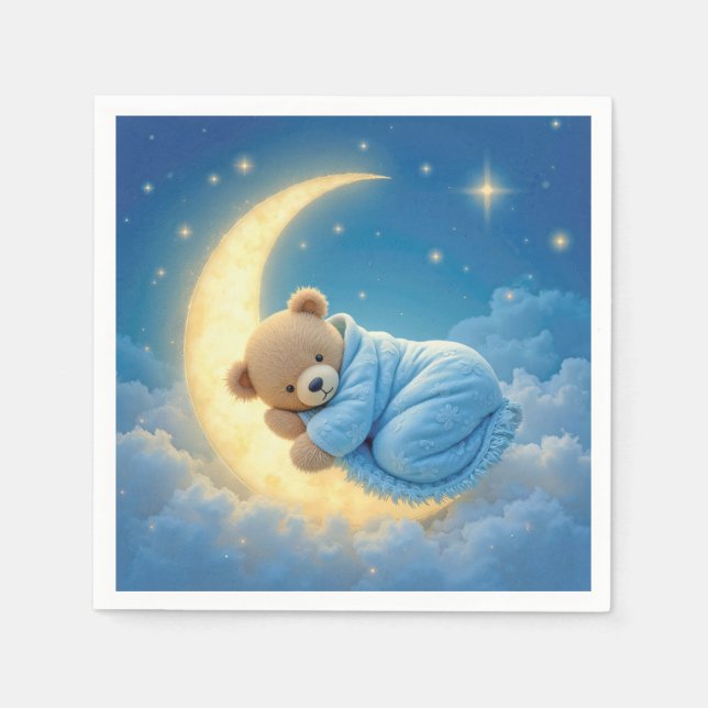 Teddy Bear Sleeping on a Moon Napkin (Front)