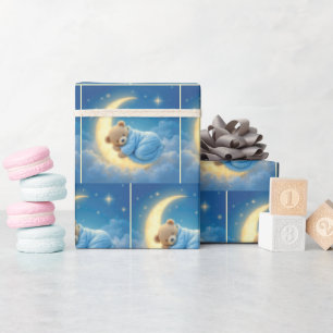 Teddy Bear Sleeping on a Moon Wrapping Paper