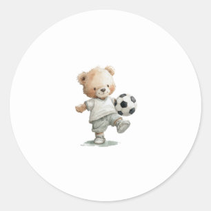 Teddy Bear Soccer Baby Shower • All-Star Theme Classic Round Sticker