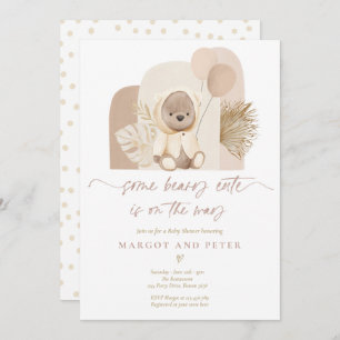 Teddy Bear Some Beary Cute Boho Baby Shower Invitation