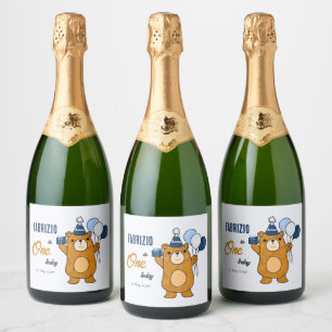 Teddy bear sparkling wine label