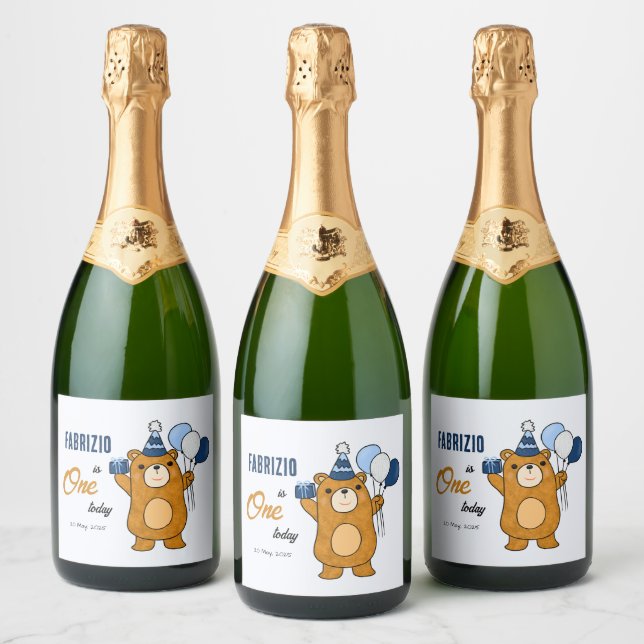 Teddy bear sparkling wine label (Bottles)