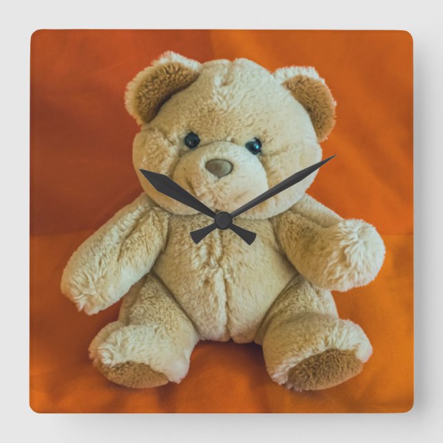 Teddy bear square wall clock (Front)