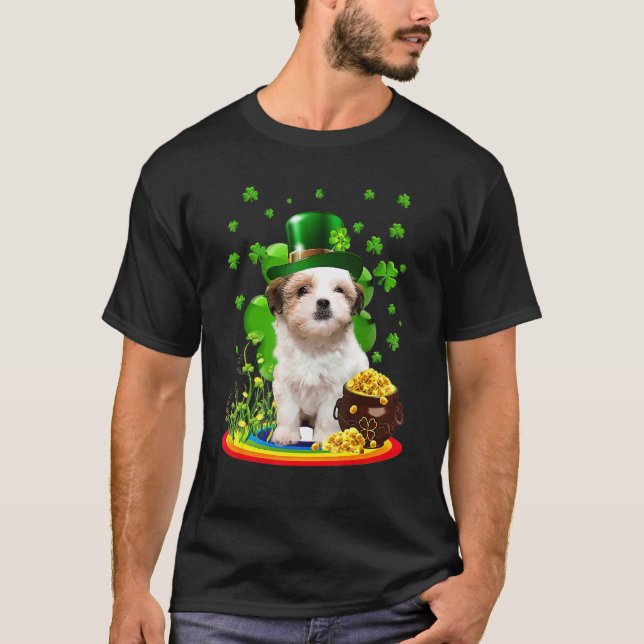 Teddy Bear St Patricks Day Irish Shamrock Dog Love T-Shirt (Front)