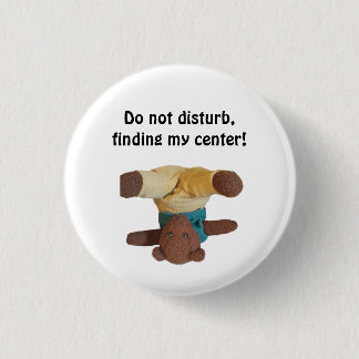Teddy bear standing on it's head 3 cm round badge