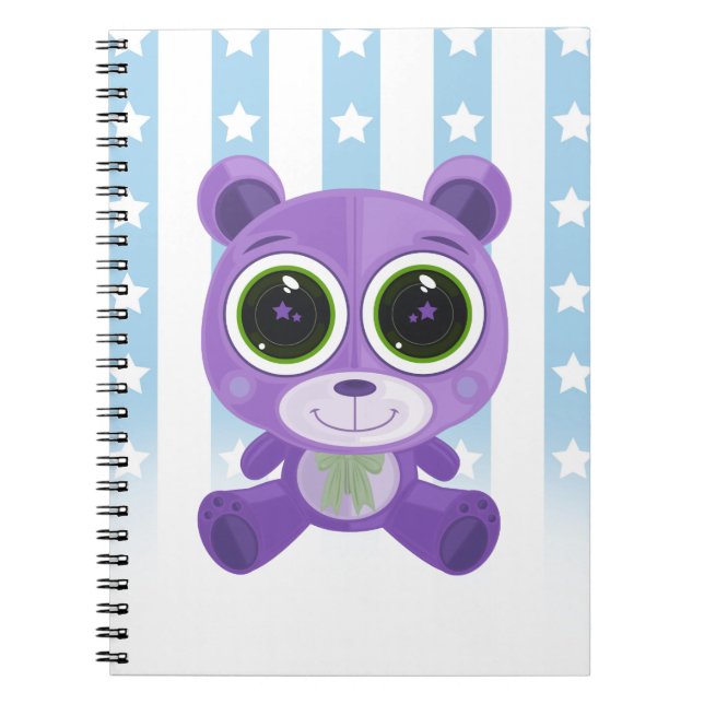 Teddy Bear - Star Eye Purple Notebook (Front)