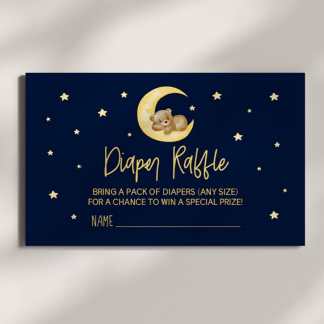 Teddy Bear Stars Baby Shower Diaper Raffle Card (Creator Uploaded)