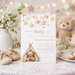 Teddy bear stars tent boho Baby Shower Invitation