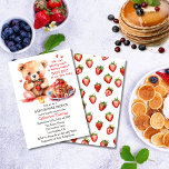 Teddy Bear Strawberry Pancake Brunch Baby Shower Invitation<br><div class="desc">Introducing the "Teddy Bear Strawberry Pancake Brunch Baby Shower" design—a delightful and charming theme that will make your special occasion unforgettable. This gender-neutral baby shower idea, perfectly suited for both a "Berry Sweet Baby Girl" or a "Berry Sweet Baby Boy, " brings together the comforting warmth of teddy bears with...</div>