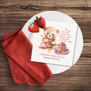 Teddy Bear Strawberry Pancake Brunch Baby Shower  Napkin