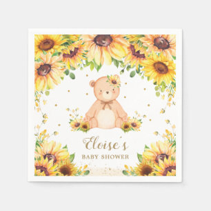 Teddy Bear Sunflower Baby Shower Birthday Party Napkin