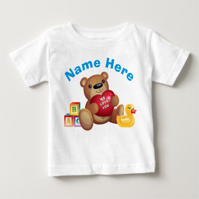 Teddy Bear T Shirts Personalised, Babies to Adults (Front)
