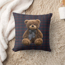 Teddy Bear Tartan Monogram Birth Stats Newborn Boy