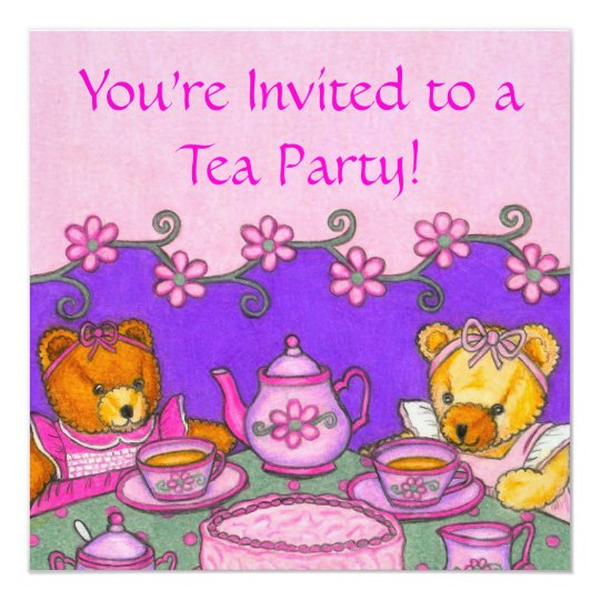 Teddy Bear Tea Party Invitation Cards