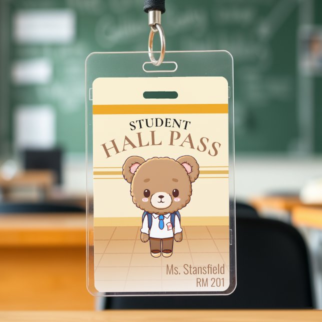 Teddy Bear Teacher School Classroom Hall Pass ID Badge (Teddy Bear Teacher School Classroom Hall Pass Badge
)
