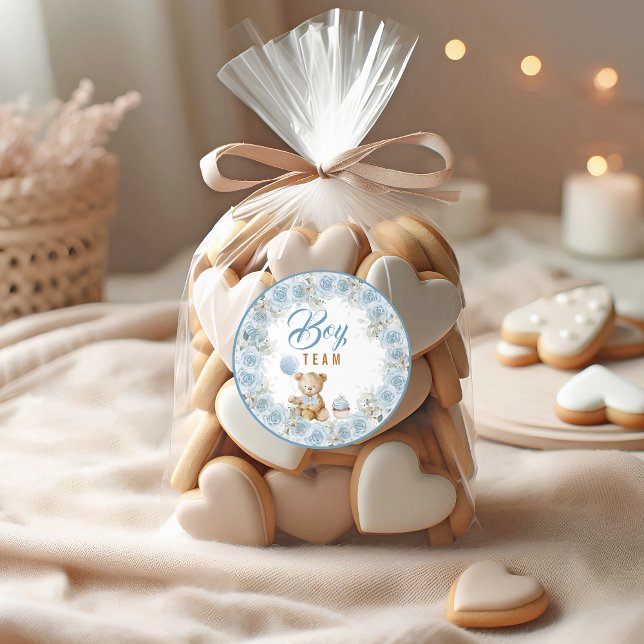 Teddy Bear Team Boy Gender Reveal Sticker (Creator Uploaded)