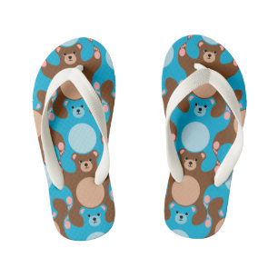 Teddy Bear Tesselation Blue & Brown Kid flip-flop Kid's Thongs
