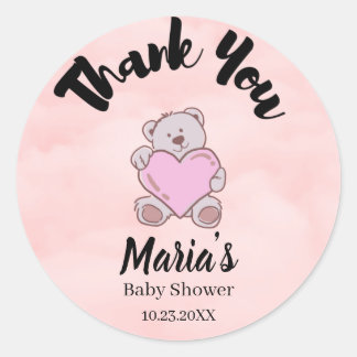 Teddy Bear Thank You Baby Shower  Classic Round Sticker