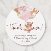 Teddy Bear Thank You Baby Shower Favours Gift Tags