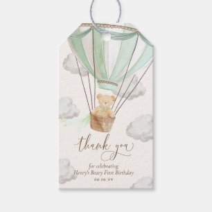 Teddy Bear Thank You Beary Mint First Birthday Gift Tags