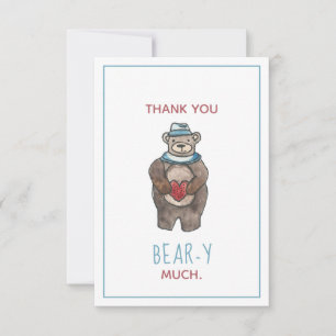 Teddy Bear Thank You Beary Much Watercolor