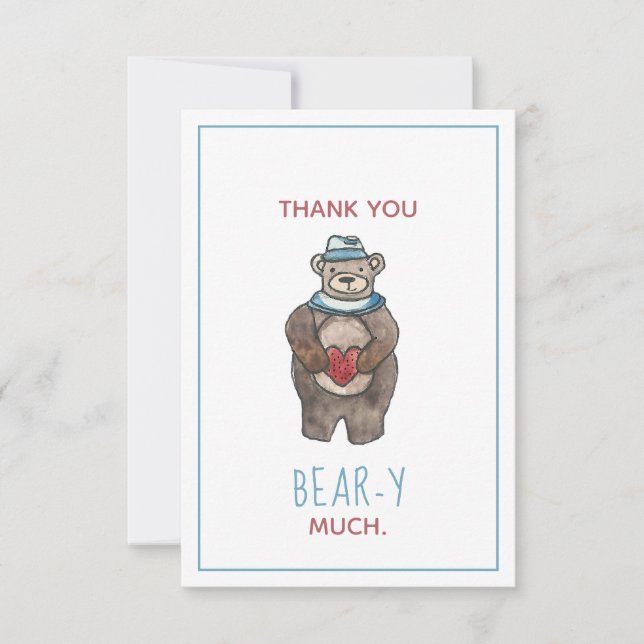 Teddy Bear Thank You Beary Much Watercolor (Front)