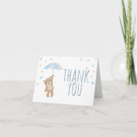 Teddy bear Thank you card Woodland Boy Umbrella